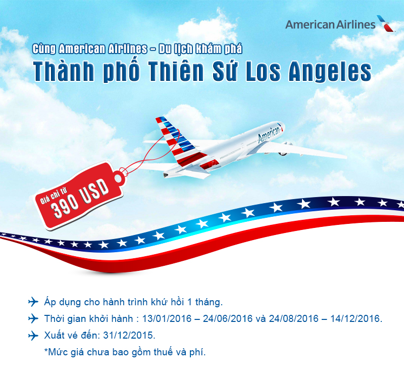 American Airlines khuyến mãi “Sốc” vé khứ hồi đi Los Angeles