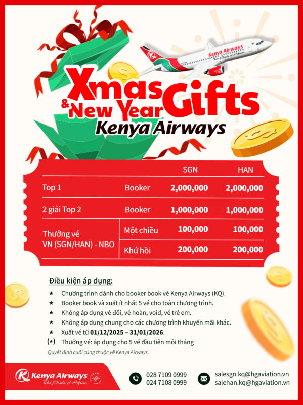 Quà Tặng Mùa Lễ Hội Cùng Kenya Airways – Ưu Đãi Đặc Biệt Dành Cho Booker 